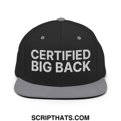 Certified Big Back Embroidered Flat Bill Brim Snapback Hat Black Silver