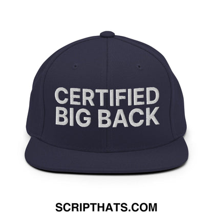 Certified Big Back Embroidered Flat Bill Brim Snapback Hat Navy