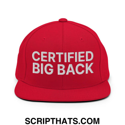 Certified Big Back Embroidered Flat Bill Brim Snapback Hat Red