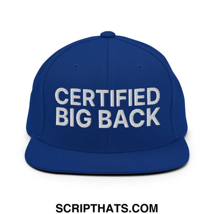 Certified Big Back Embroidered Flat Bill Brim Snapback Hat Royal Blue