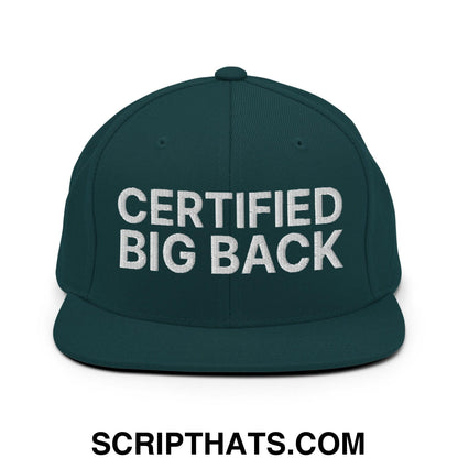 Certified Big Back Embroidered Flat Bill Brim Snapback Hat Spruce