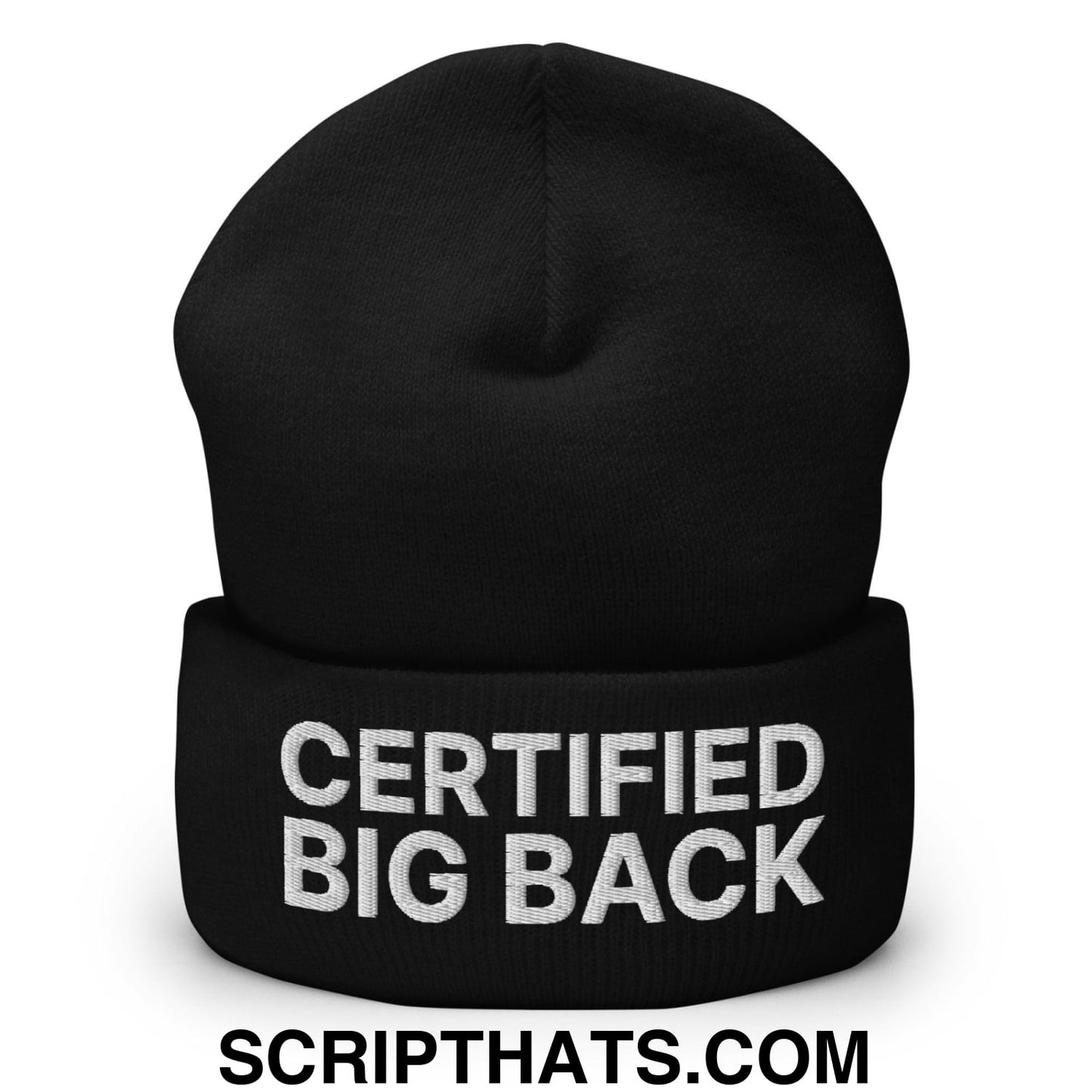 Certified Big Back Embroidered Knit Cuffed Beanie Black