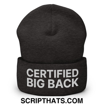 Certified Big Back Embroidered Knit Cuffed Beanie Dark Grey