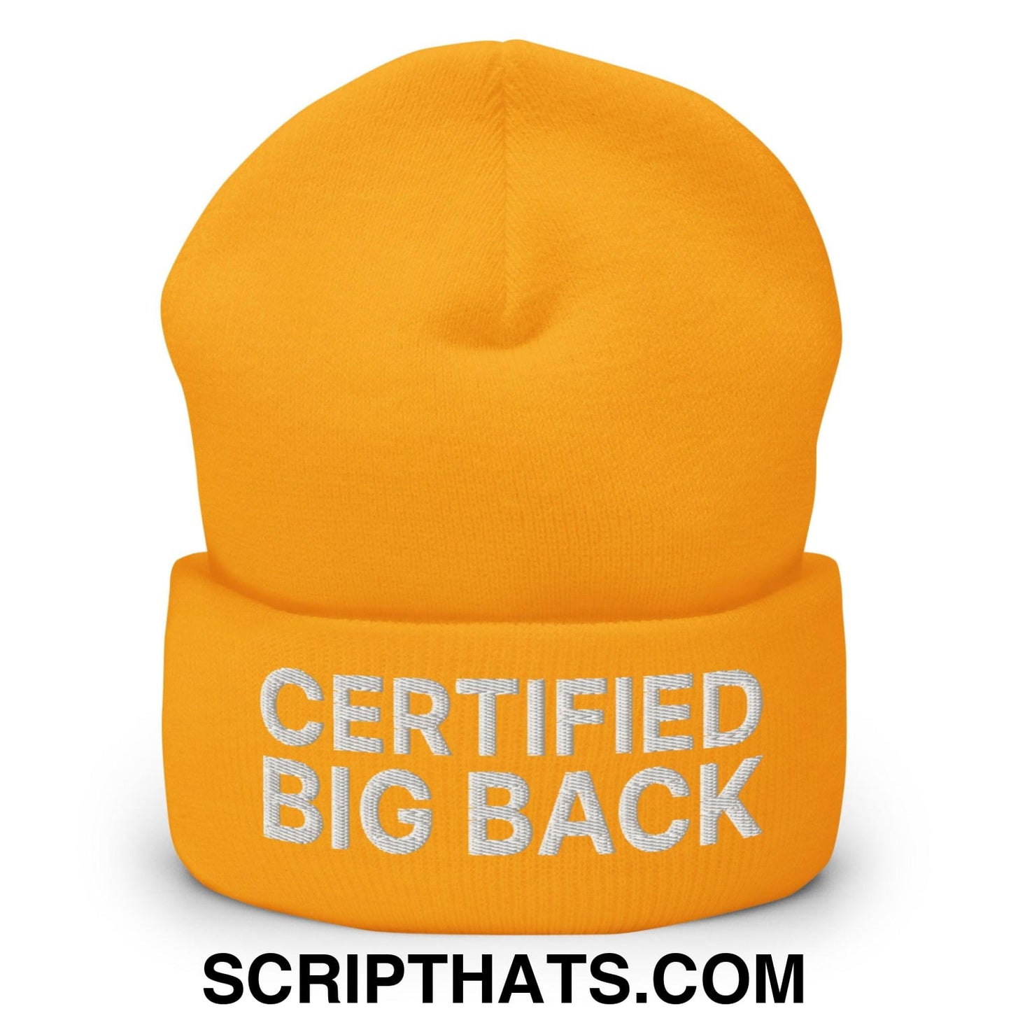 Certified Big Back Embroidered Knit Cuffed Beanie Gold