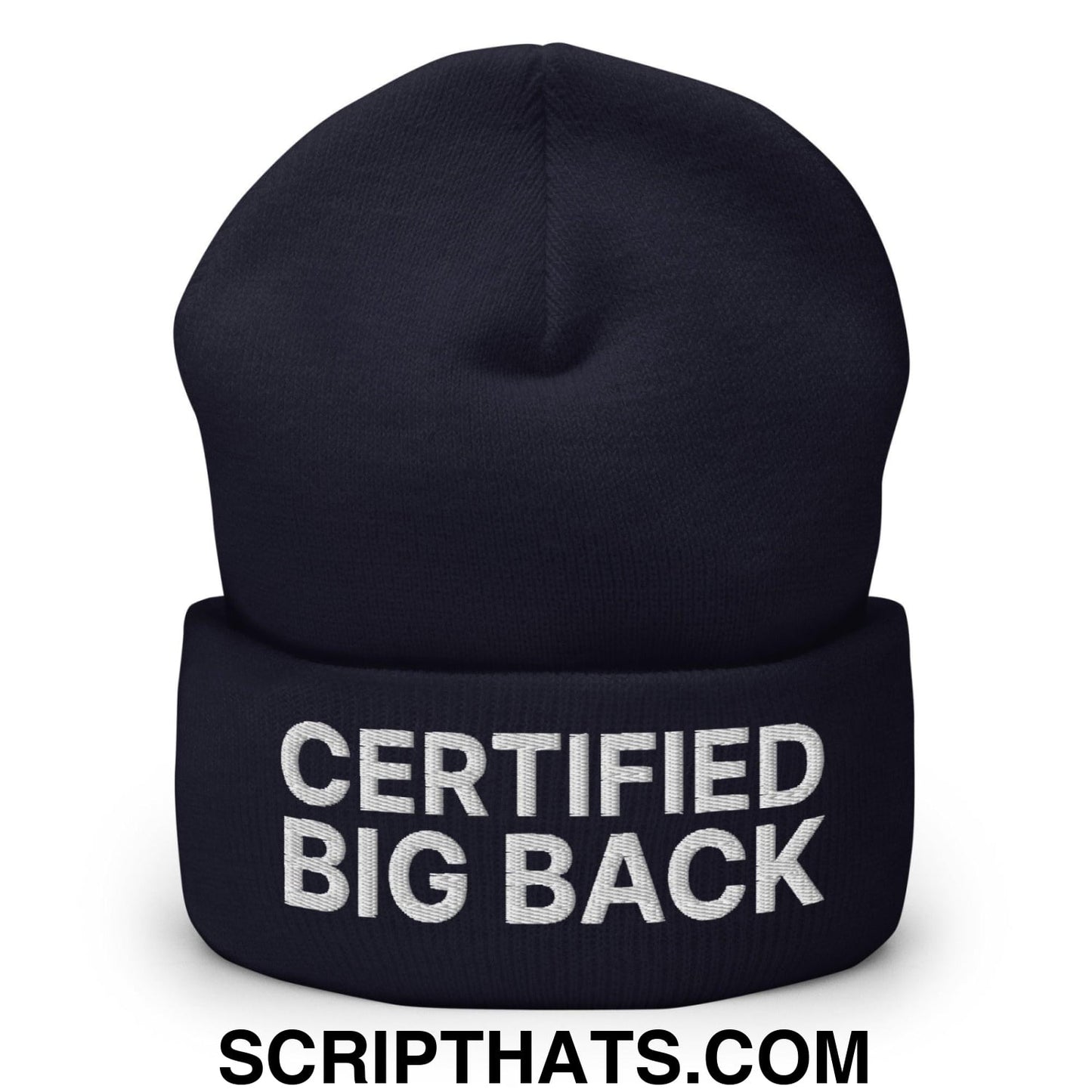 Certified Big Back Embroidered Knit Cuffed Beanie Navy