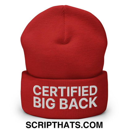 Certified Big Back Embroidered Knit Cuffed Beanie Red