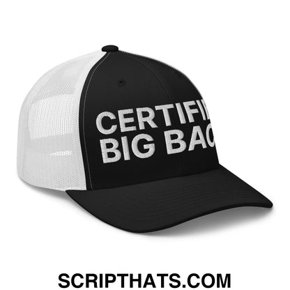 Certified Big Back Embroidered Mesh Trucker Hat Black White
