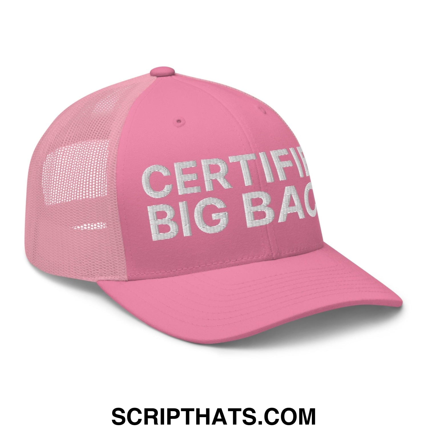 Certified Big Back Embroidered Mesh Trucker Hat Pink