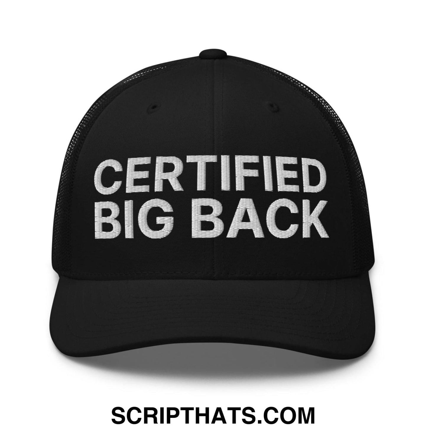 Certified Big Back Embroidered Mesh Trucker Hat Black