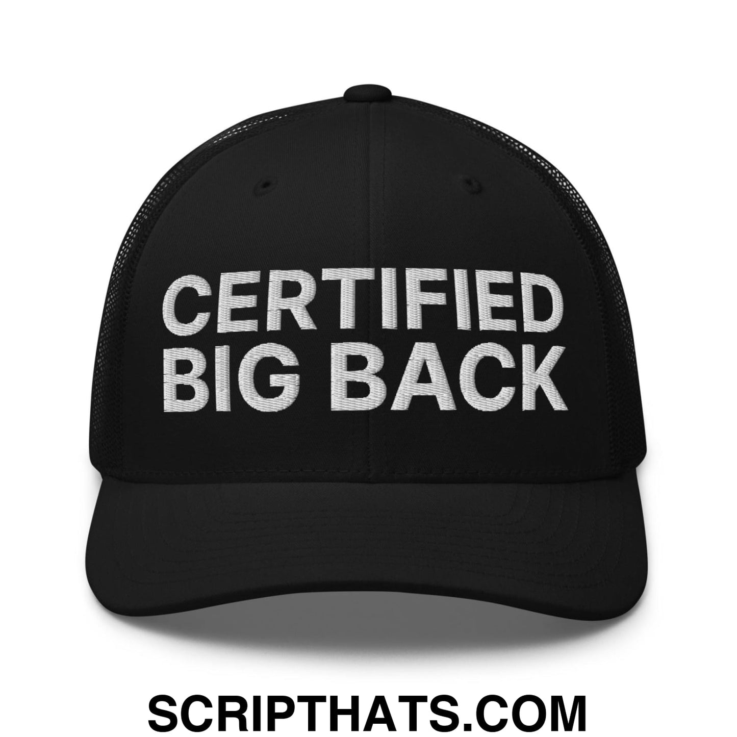 Certified Big Back Embroidered Mesh Trucker Hat Black