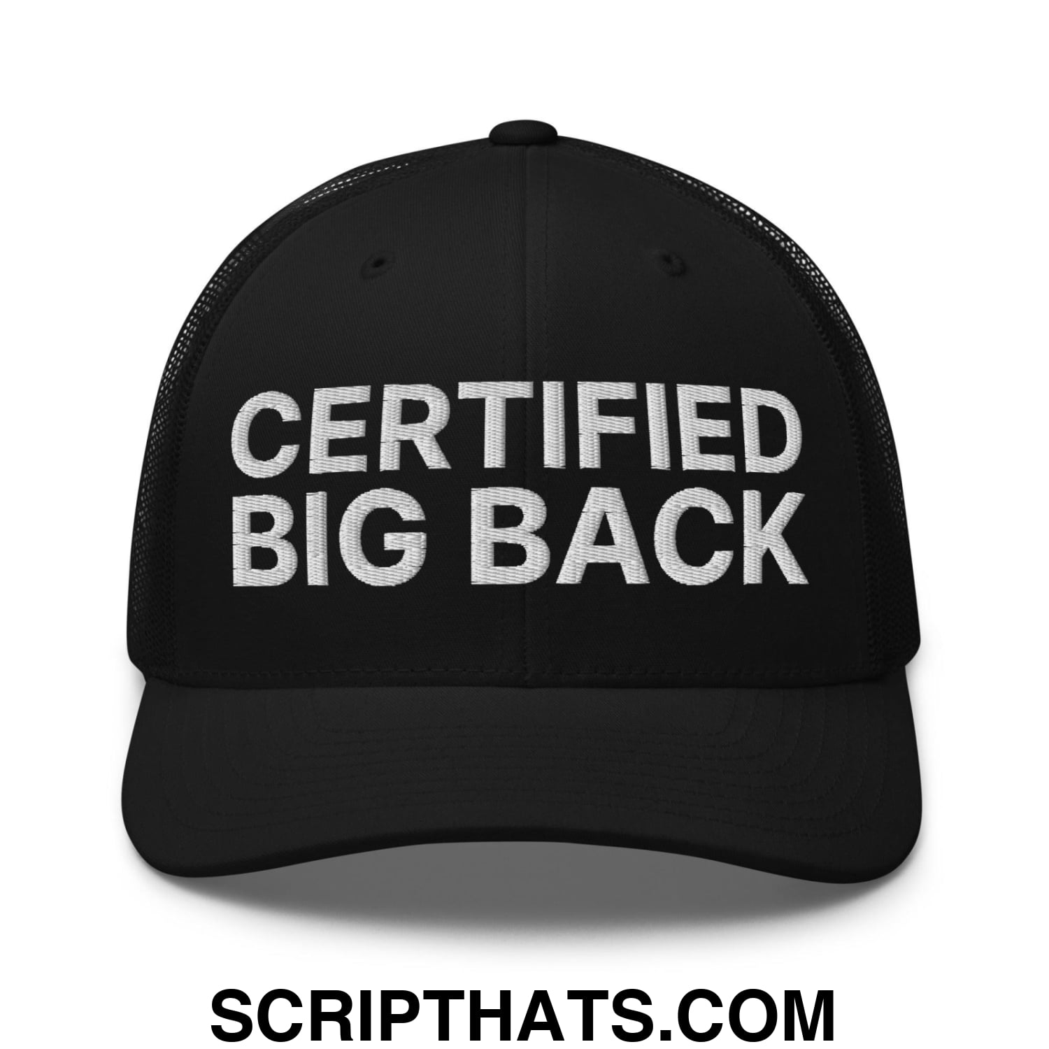 Certified Big Back Embroidered Mesh Trucker Hat Black