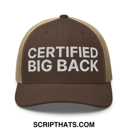 Certified Big Back Embroidered Mesh Trucker Hat Brown Khaki