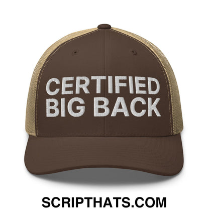 Certified Big Back Embroidered Mesh Trucker Hat Brown Khaki