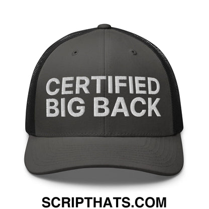 Certified Big Back Embroidered Mesh Trucker Hat Charcoal Black