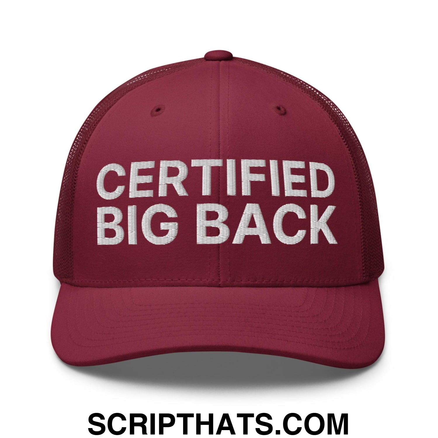 Certified Big Back Embroidered Mesh Trucker Hat Cranberry