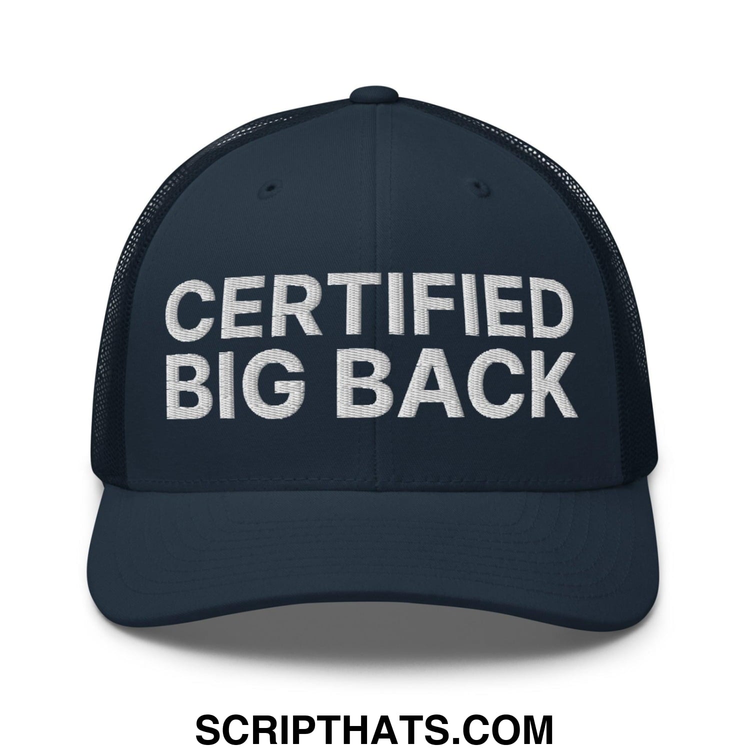 Certified Big Back Embroidered Mesh Trucker Hat Navy