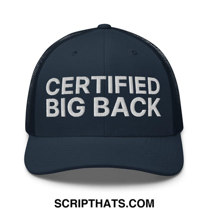 Certified Big Back Embroidered Mesh Trucker Hat Navy