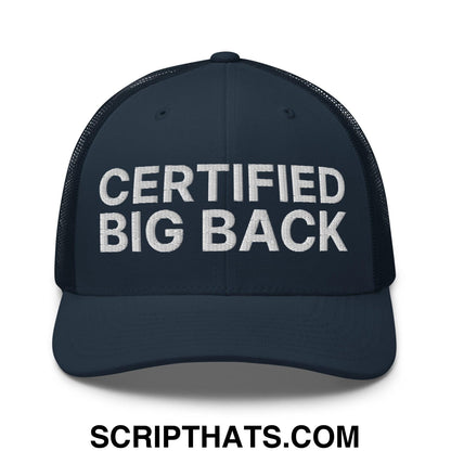 Certified Big Back Embroidered Mesh Trucker Hat Navy