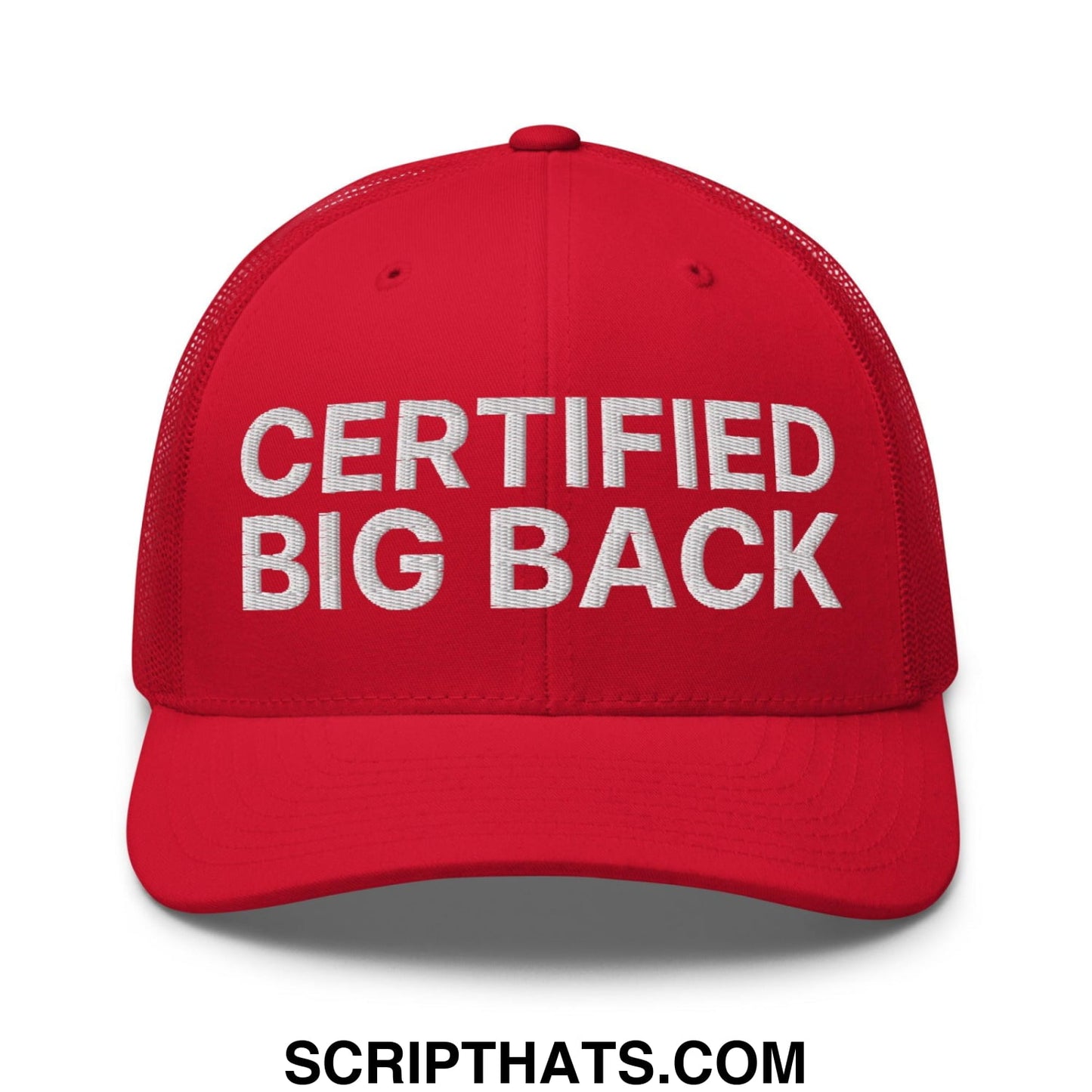 Certified Big Back Embroidered Mesh Trucker Hat Red