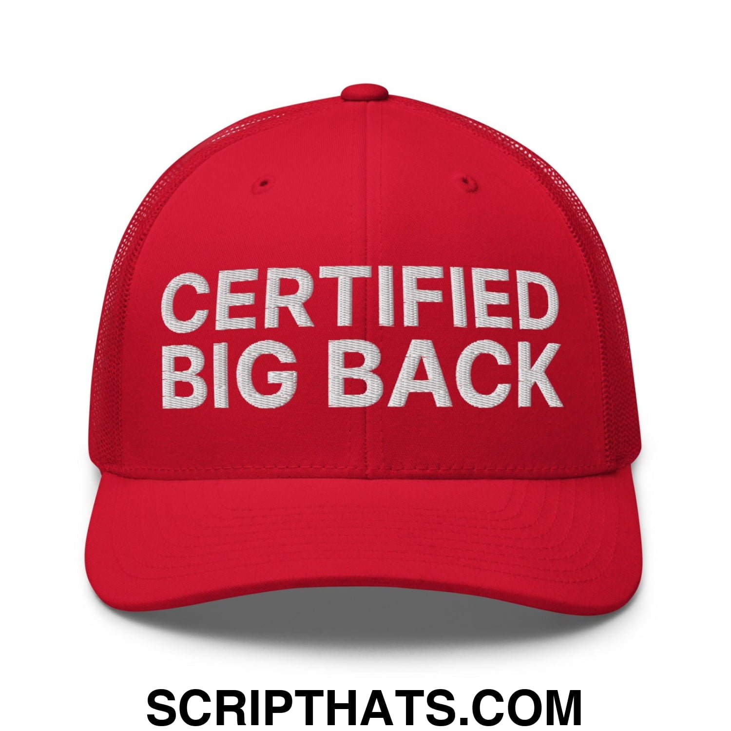 Certified Big Back Embroidered Mesh Trucker Hat Red