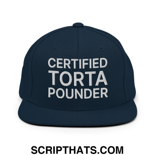 Certified Torta Pounder Embroidered Flat Bill Brim Snapback Hat Dark Navy
