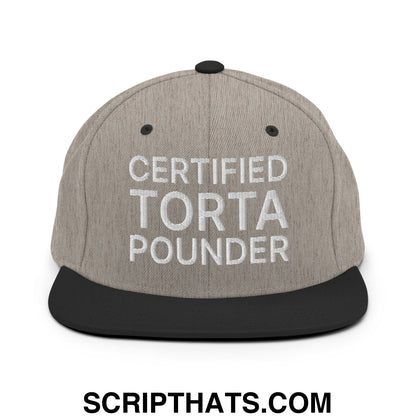 Certified Torta Pounder Embroidered Flat Bill Brim Snapback Hat Heather Black