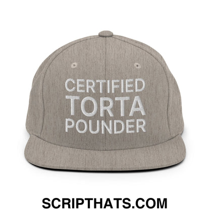 Certified Torta Pounder Embroidered Flat Bill Brim Snapback Hat Heather Grey