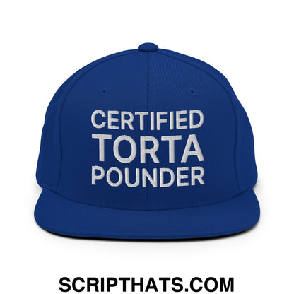 Certified Torta Pounder Embroidered Flat Bill Brim Snapback Hat Royal Blue