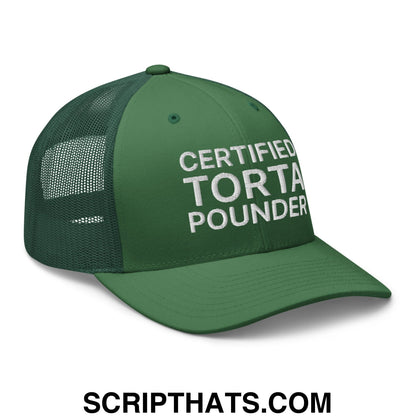 Certified Torta Pounder Embroidered Mesh Trucker Hat Evergreen