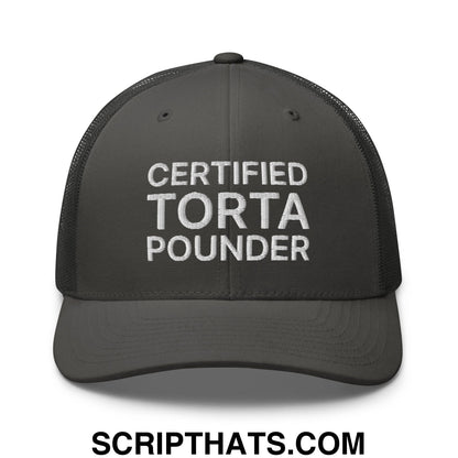 Certified Torta Pounder Embroidered Mesh Trucker Hat Charcoal