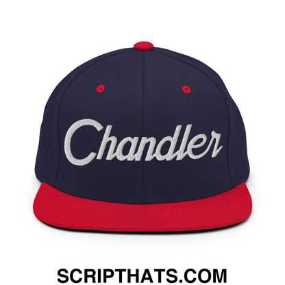 Chandler Script Snapback Hat Navy Red