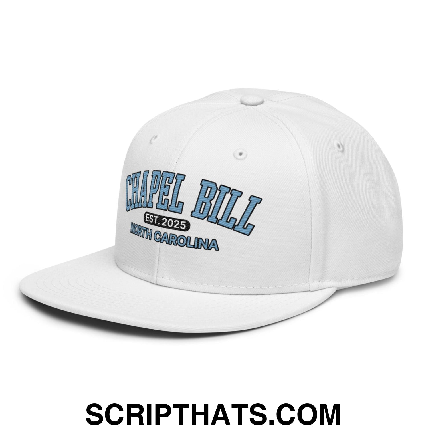 Chapel Bill Belichick Coach UNC Flat Bill Brim Snapback Hat White
