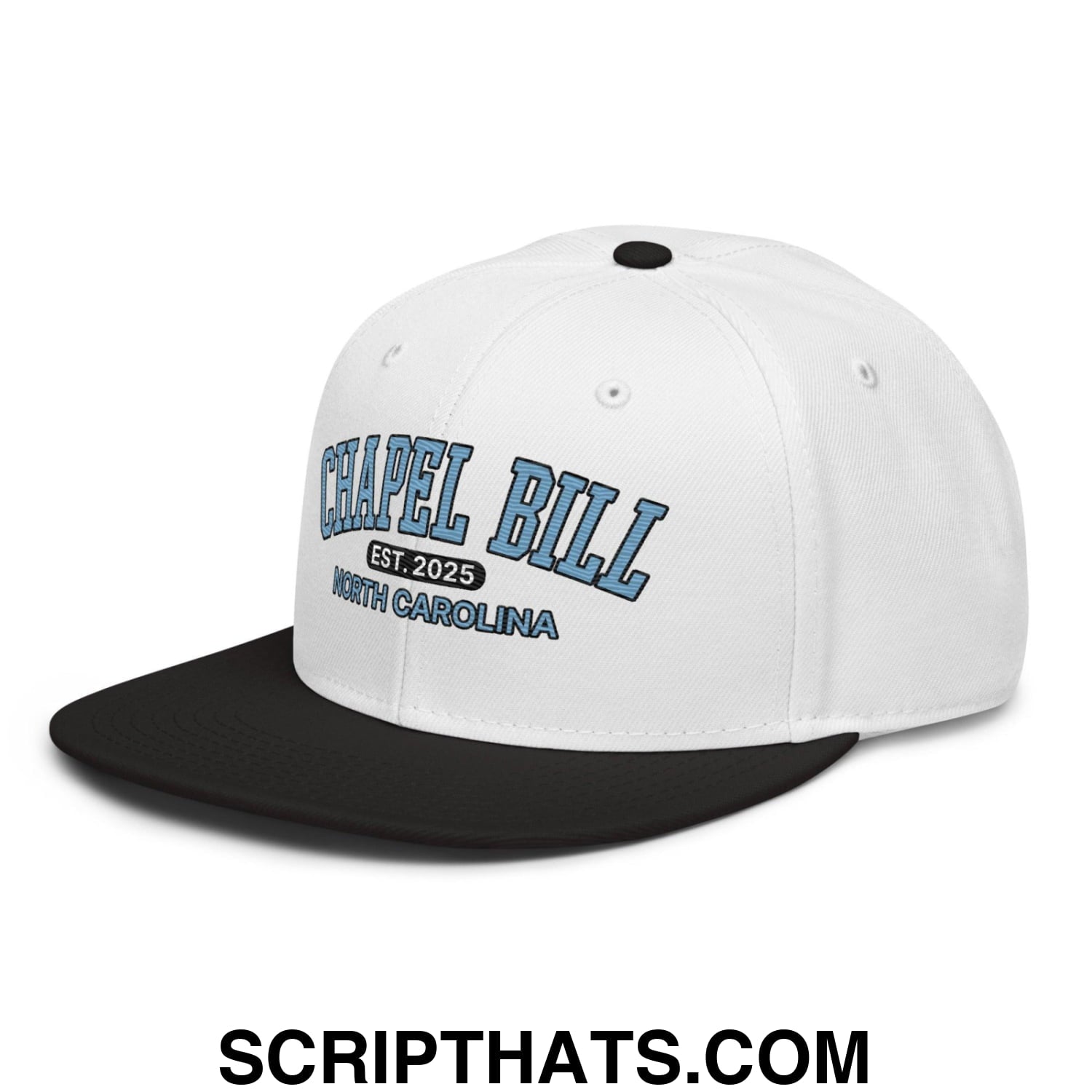 Chapel Bill Belichick Coach UNC Flat Bill Brim Snapback Hat Black White White