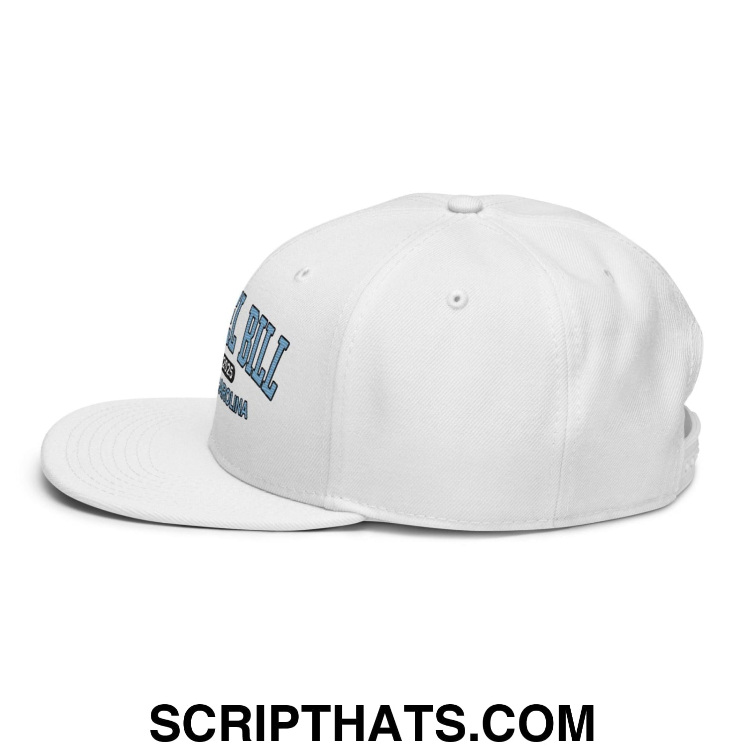 Chapel Bill Belichick Coach UNC Flat Bill Brim Snapback Hat White