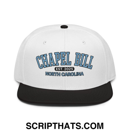 Chapel Bill Belichick Coach UNC Flat Bill Brim Snapback Hat Black White White