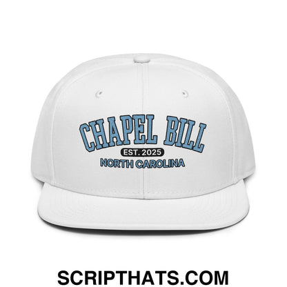 Chapel Bill Belichick Coach UNC Flat Bill Brim Snapback Hat White