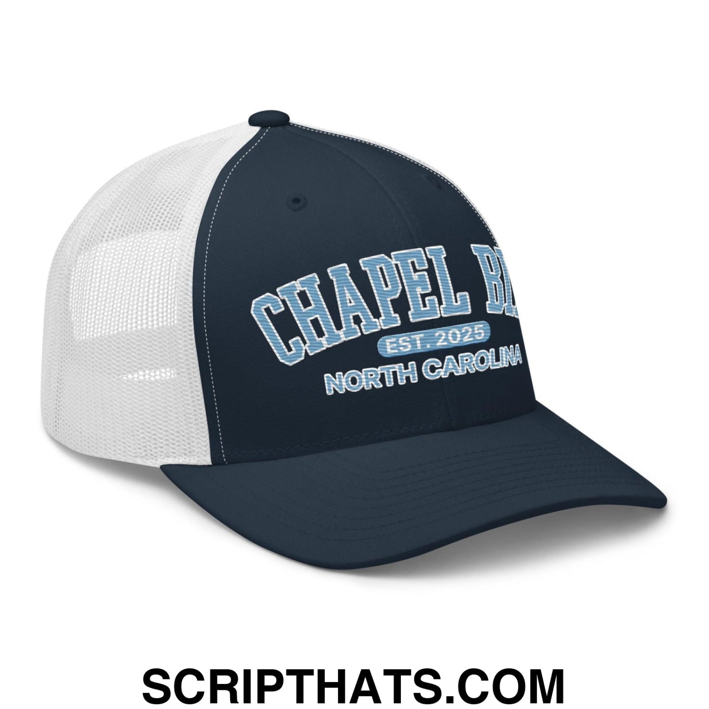Chapel Bill Belichick UNC Coach Embroidered Mesh Trucker Hat Navy White