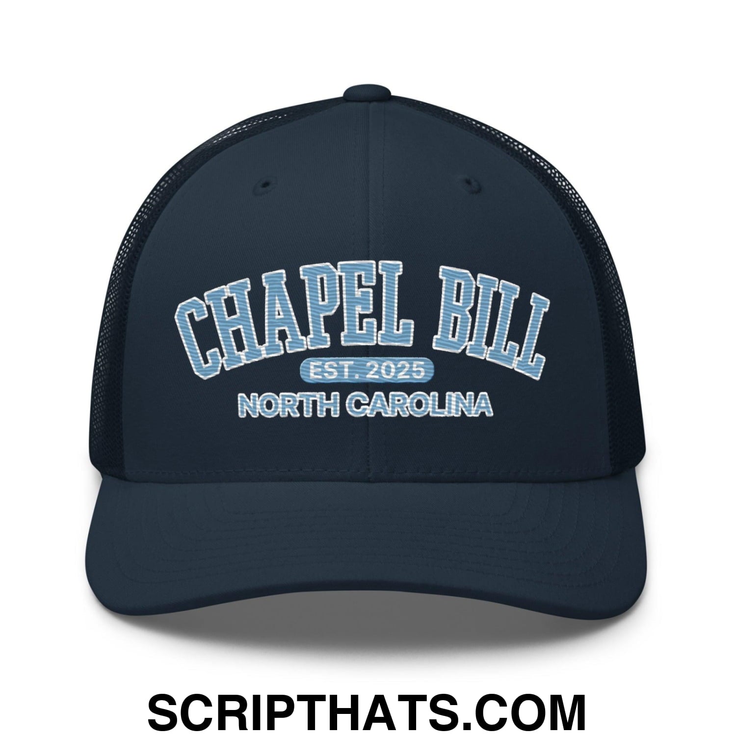 Chapel Bill Belichick UNC Coach Embroidered Mesh Trucker Hat Navy