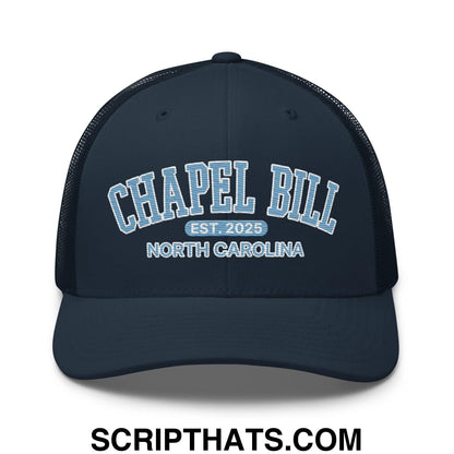 Chapel Bill Belichick UNC Coach Embroidered Mesh Trucker Hat Navy
