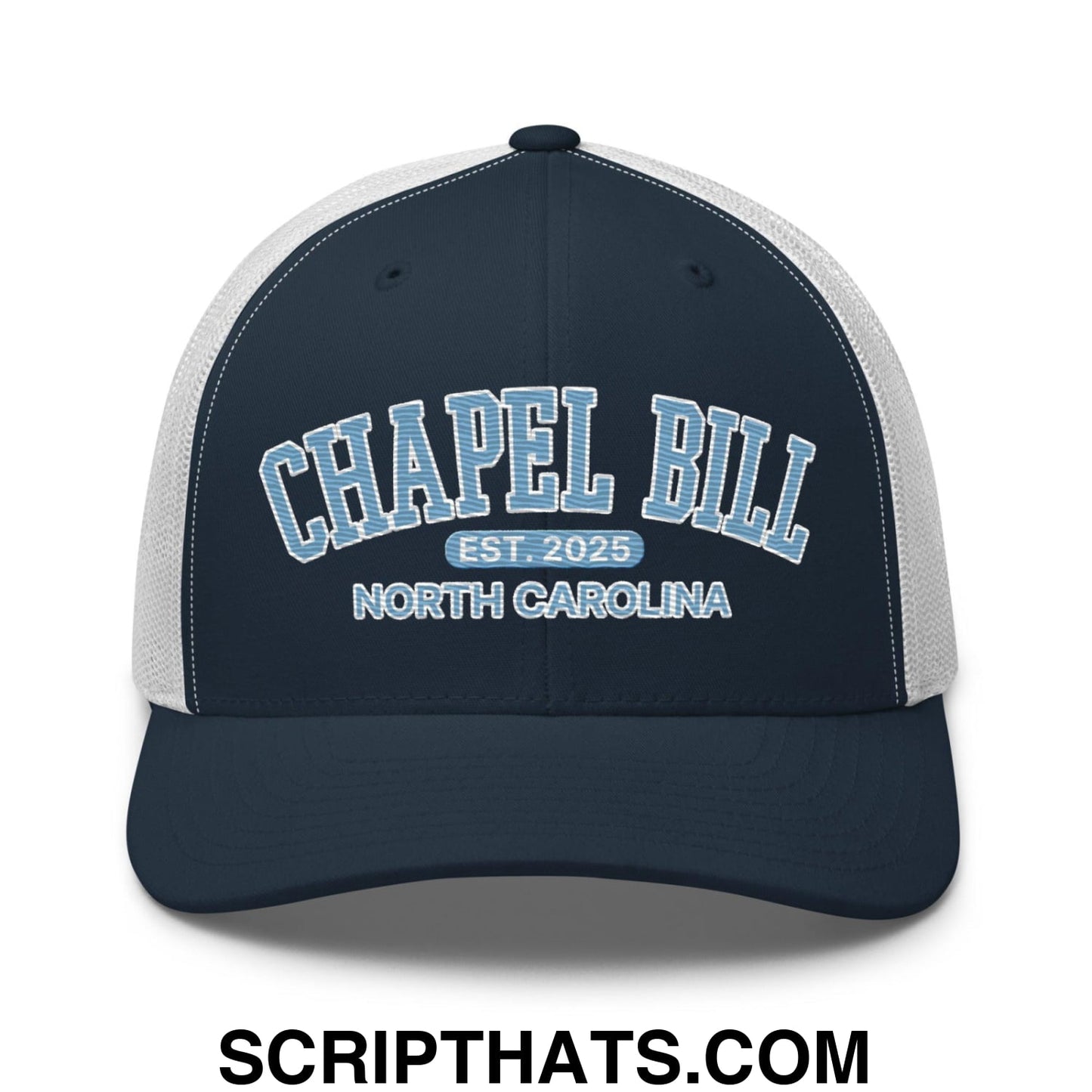 Chapel Bill Belichick UNC Coach Embroidered Mesh Trucker Hat Navy White