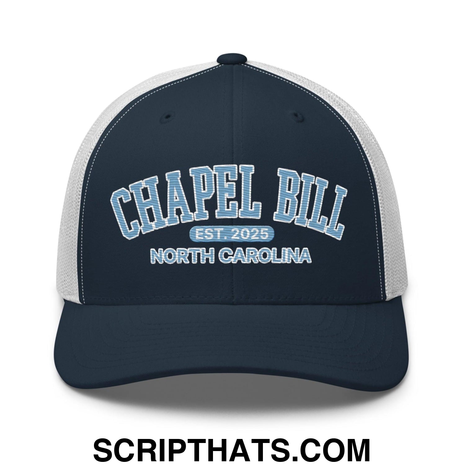 Chapel Bill Belichick UNC Coach Embroidered Mesh Trucker Hat Navy White