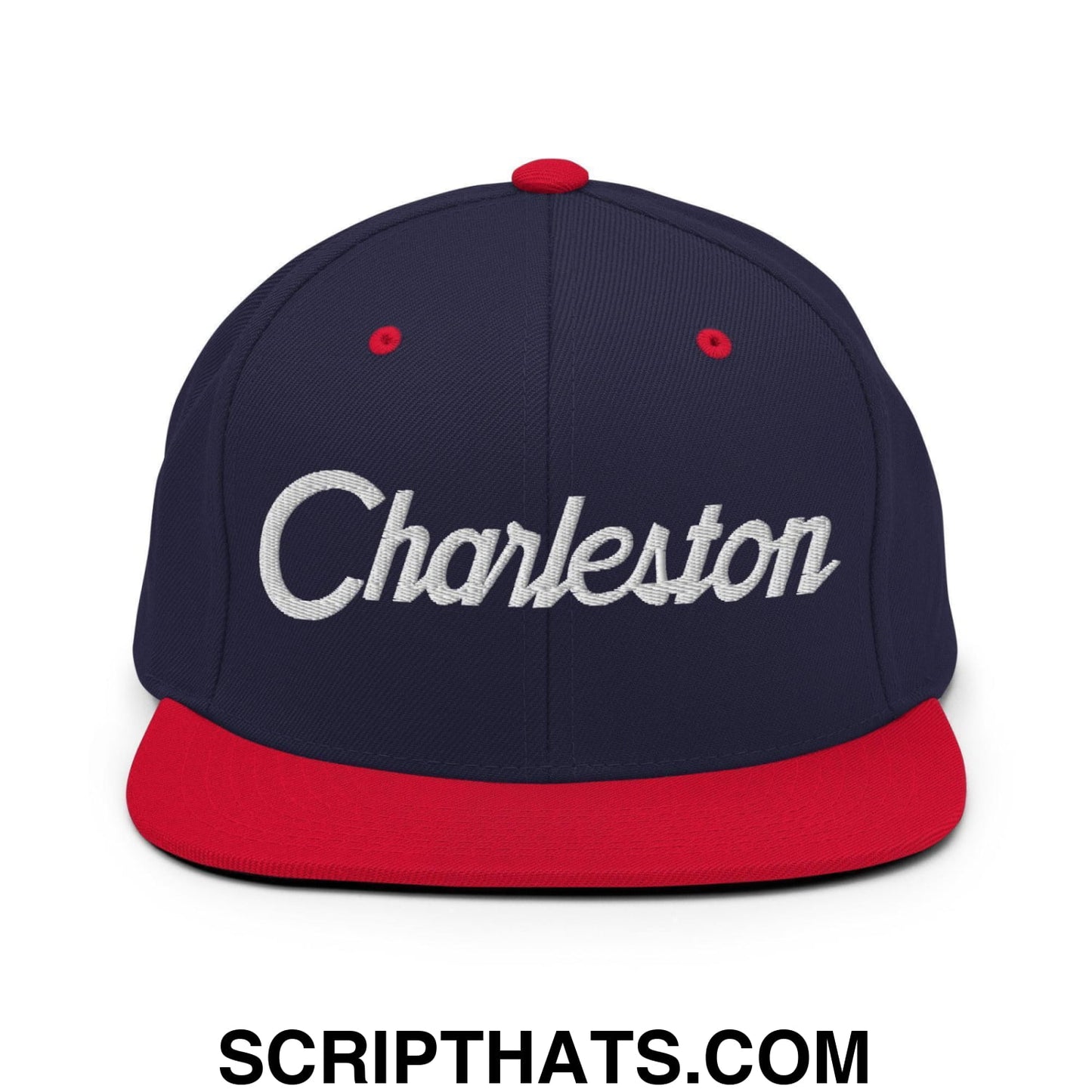 Charleston Script Snapback Hat Navy Red