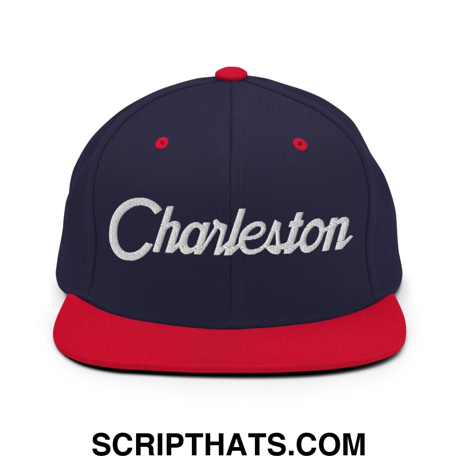 Charleston Script Snapback Hat Navy Red