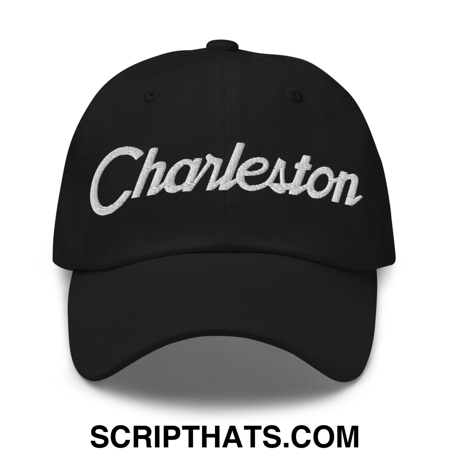 Charleston Vintage Sports Script Embroidered Unstructured Dad Hat Black