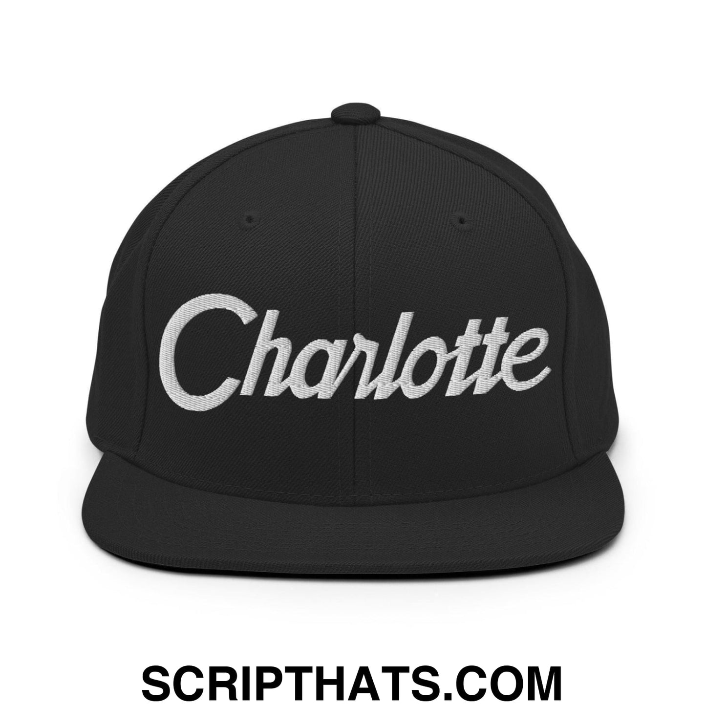 Charlotte Script Snapback Hat Black