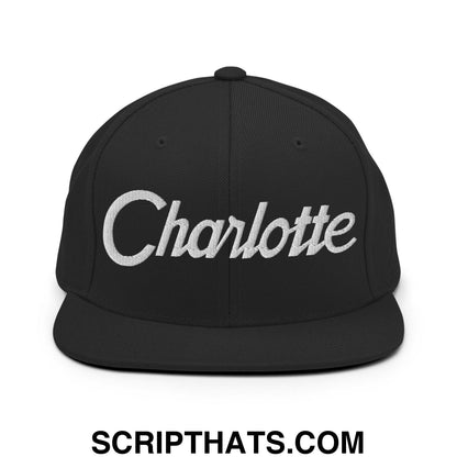 Charlotte Script Snapback Hat Black