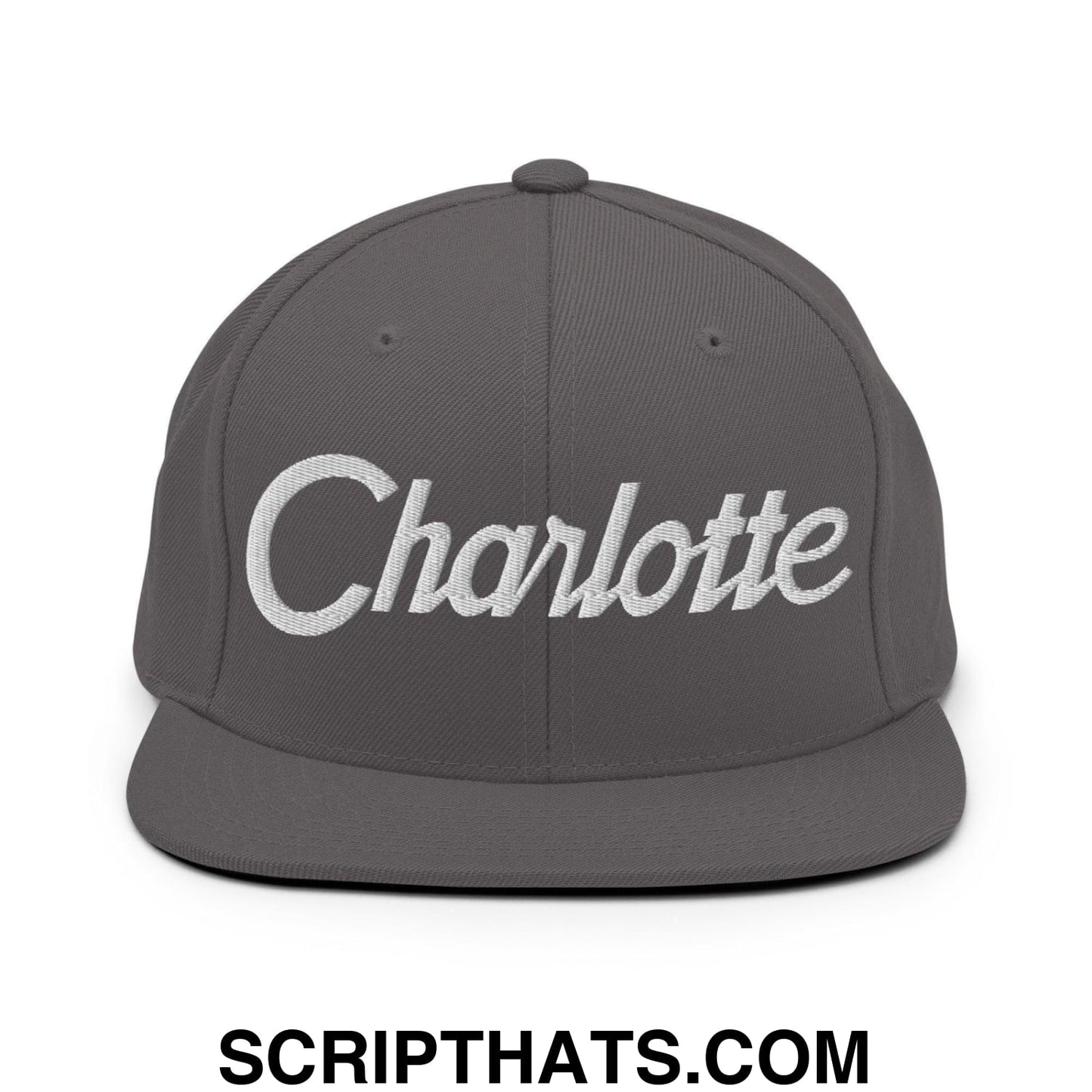Charlotte Script Snapback Hat Dark Grey