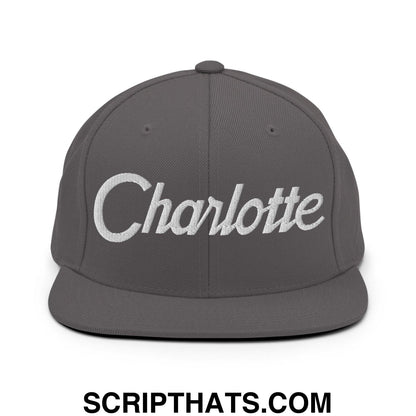 Charlotte Script Snapback Hat Dark Grey