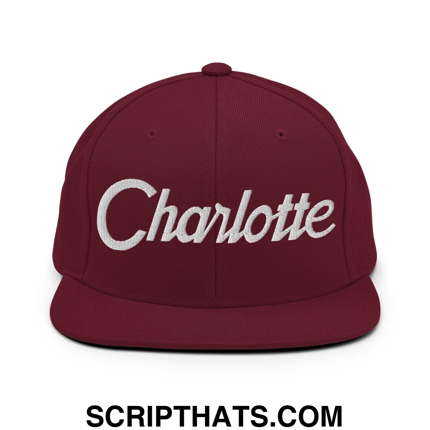 Charlotte Script Snapback Hat Maroon