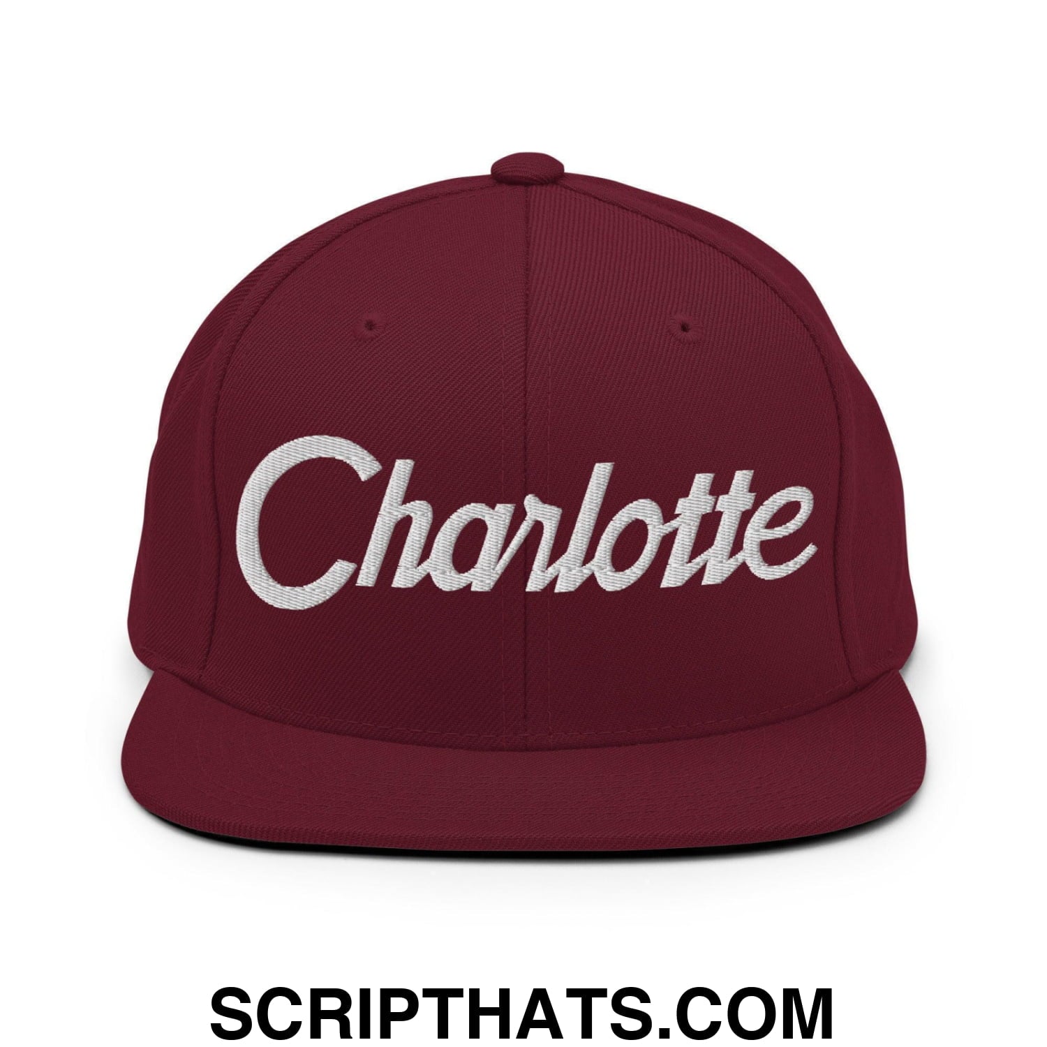 Charlotte Script Snapback Hat Maroon
